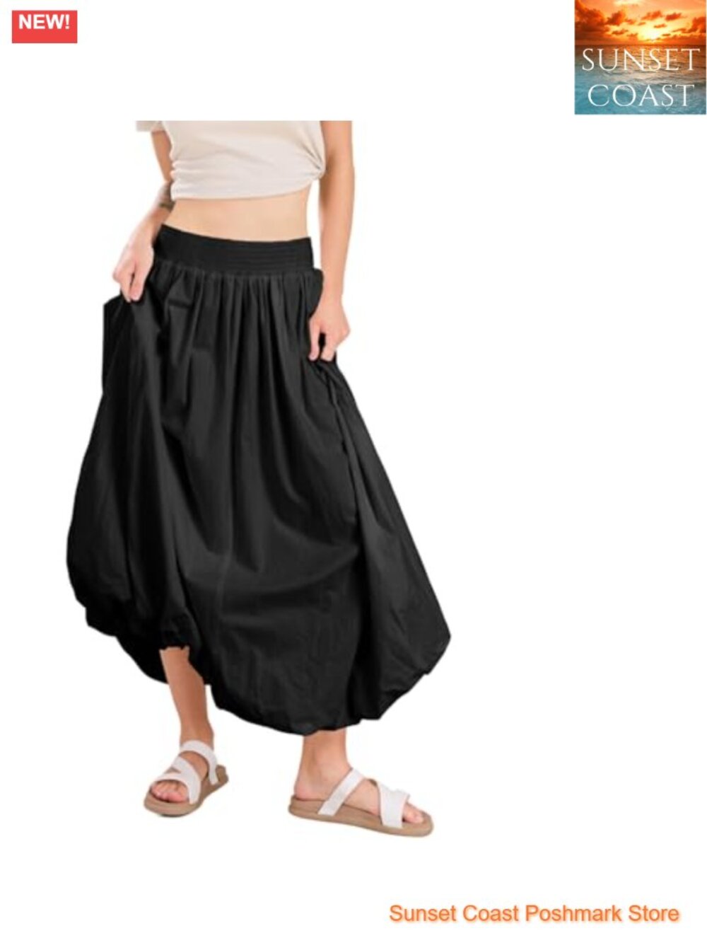 Y2K Bubble Maxi Long Skirt Puffy Ruffle High Waist A-Line Smocked Skirt